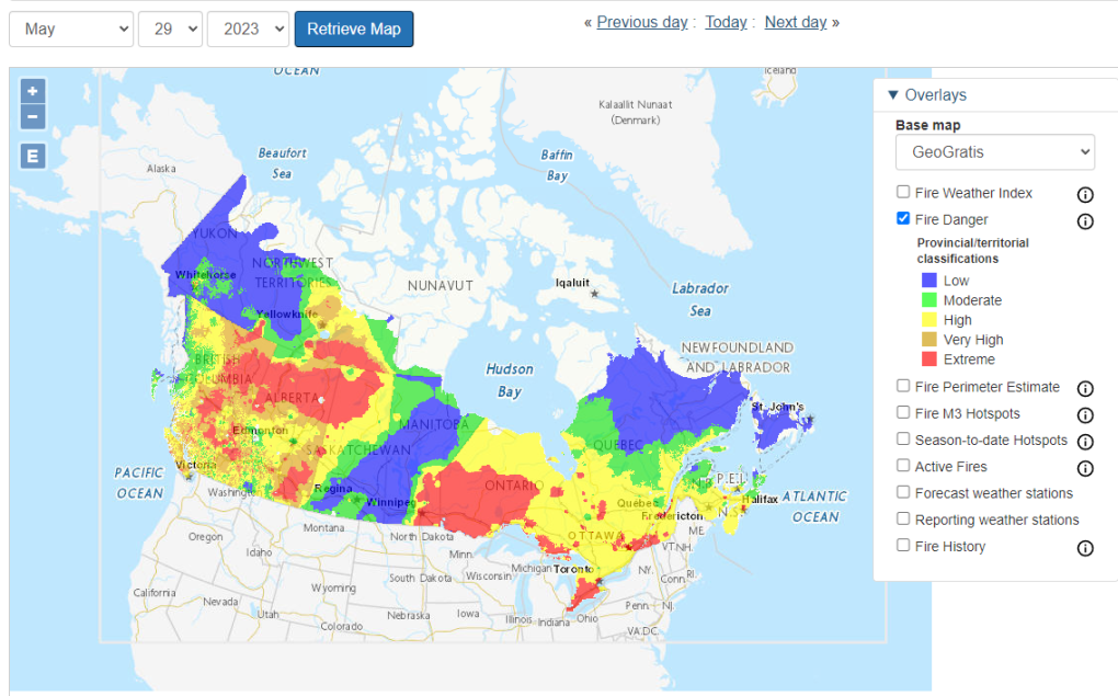Active Wildfires Canada Map